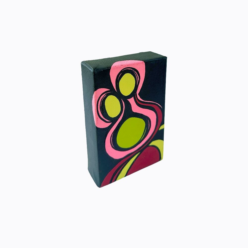 Original Painting Mini Art 4x6 Intertwined Connection Love Bold Abstract Graphic